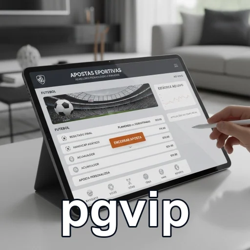 Tablet exibindo interface de apostas esportivas no pgvip.