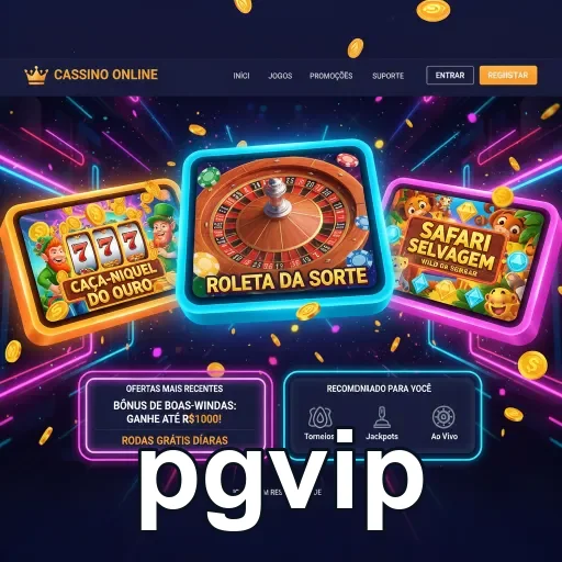 Tela do pgvip mostrando jogos e promoções disponíveis.