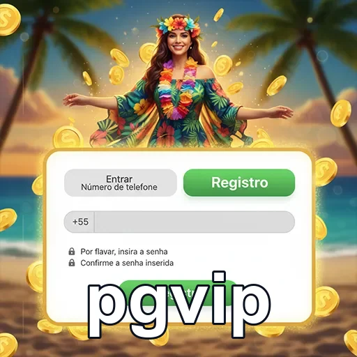Tela de celular com acesso ao pgvip e registro de usuário.