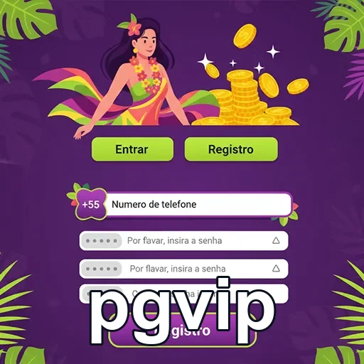 Tela de cadastro da pgvip com opções de registro e login.