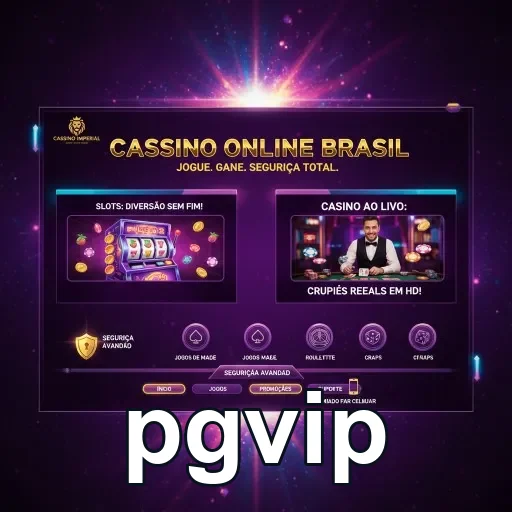 Interface do pgvip mostrando jogos e promoções disponíveis.