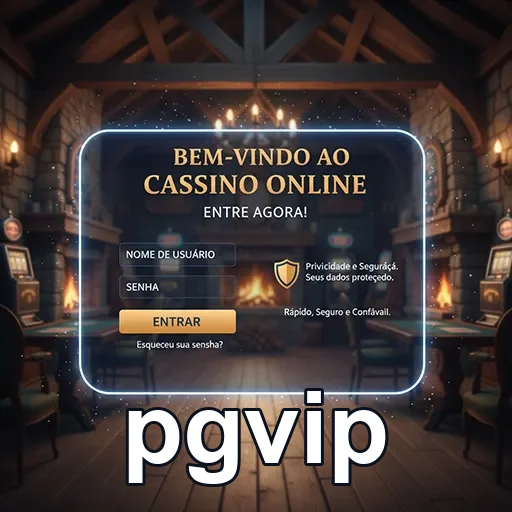 Tela de login do cassino online pgvip com segurança.