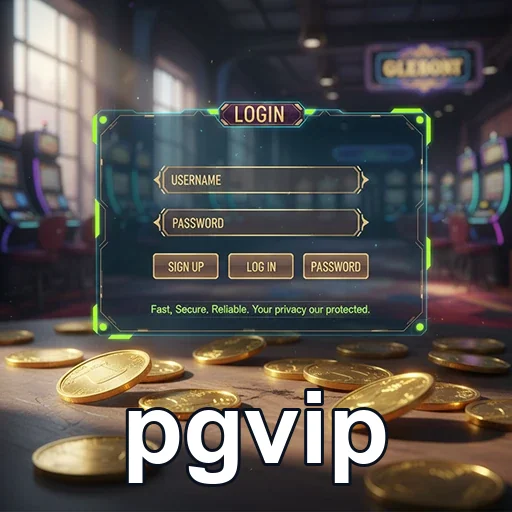 Tela de login do pgvip em ambiente de cassino virtual.