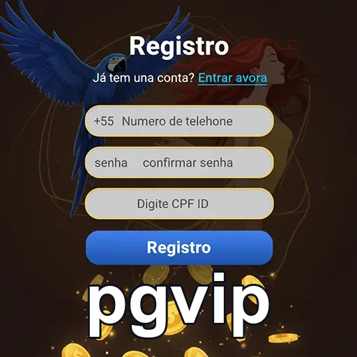 Tela de registro da pgvip com formulário rápido de cadastro.