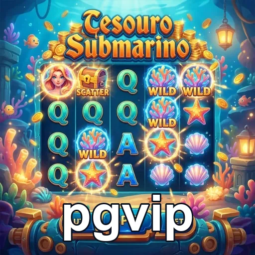 Tela do jogo 'Tesouro Submarino' da pgvip com símbolos coloridos.
